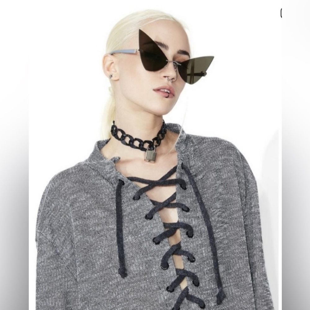 NWT!!! Revolve Daydream Nation LA X Dolls Kill Terry Lace-up Dream Pullover L